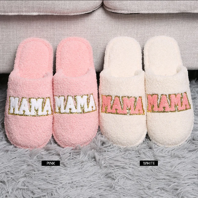 Men's slippers in a warm color like red or brownMAMA Chenille Patched Home Slippers Pack 6 Pairs