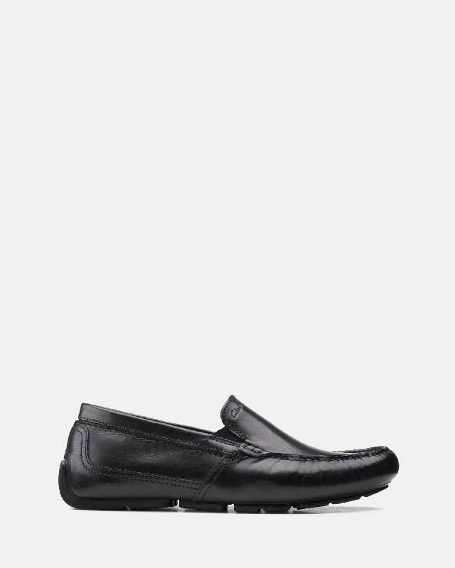 Slip - on men's loafers for easy wearMarkman Plain Black Leather