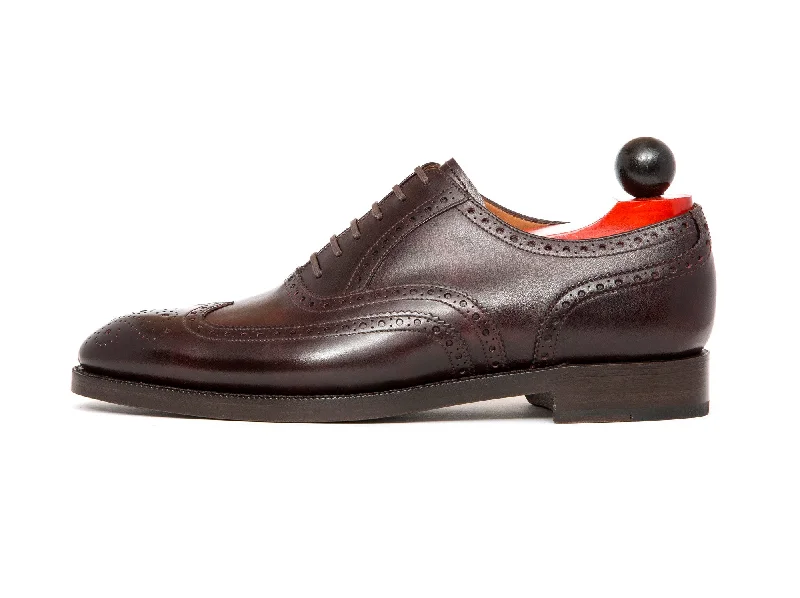 Men's Oxfords with a cap - toe design and a rubber heelMcClure - MTO - Plum Museum Calf - NGT Last - Double Leather Sole