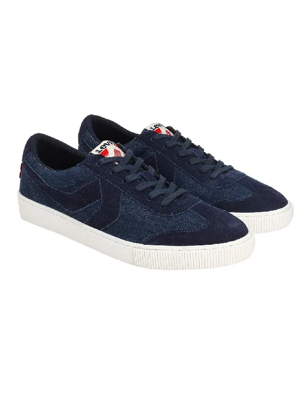 Men's casual shoes with a removable footbed for cleaningMen's Blue Solid Sneakers