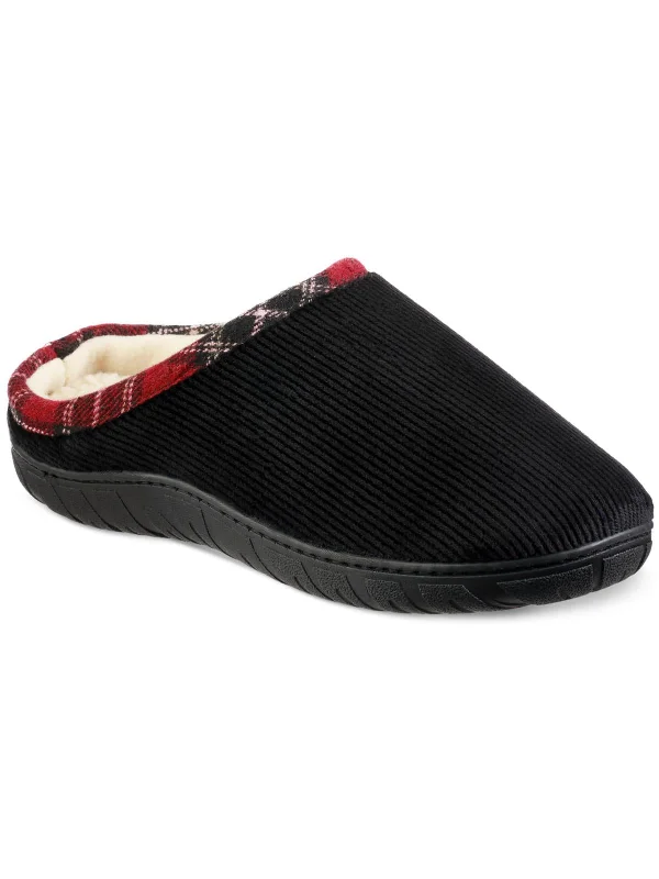 Men's slippers with a padded footbed for all - day comfortMens Corduroy Faux Fur Lined Slide Slippers