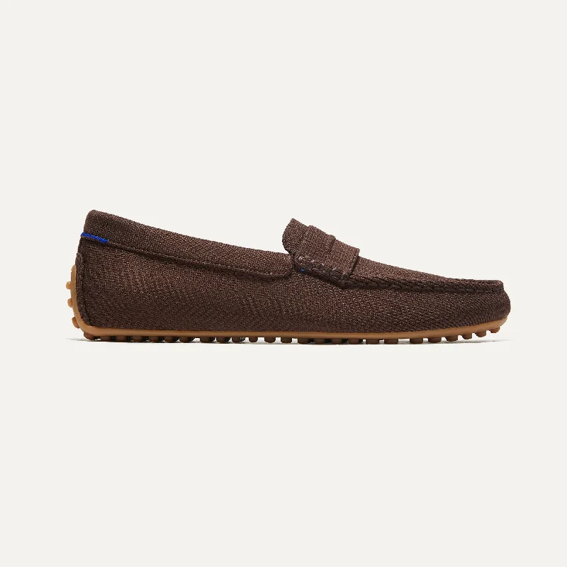 Men's loafers with a moc - toe designThe Driving Loafer - Brown Herringbone
