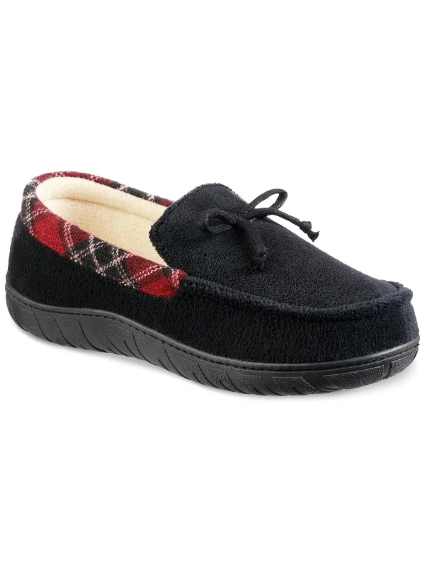 Men's slippers with a Velcro closure for easy on and offMens Faux Fur Slip On Loafer Slippers