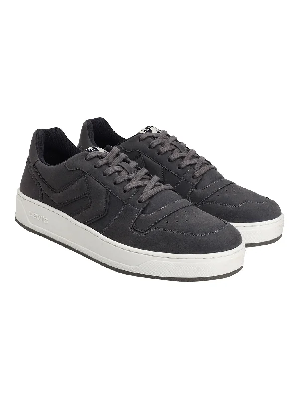 Leather men's casual shoes with a scuffed finishMen's Grey Solid Sneakers