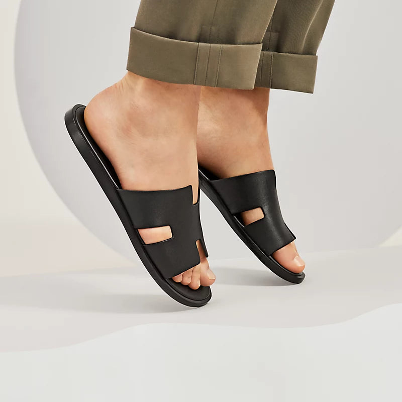 Men's slippers with a padded collar for comfortMen's H Style Leather Slipper