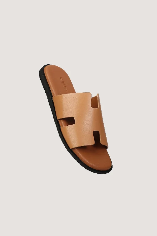 Men's slippers with a logo patch on the sideMen's H Style Leather Slipper