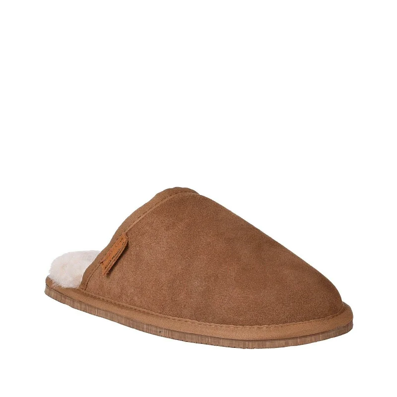 Slipper - boot style men's slippers for cold feetMens Hush Puppies Sled Slippers Slip On Shoes Chestnut Leather Wool
