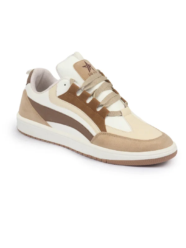 Men's casual shoes with a geometric patternMen White Colorblocked Low Top Classic Lace-Up Sneaker Shoes|Low Ankle Casual Shoes|All Day Comfortable Sneakers