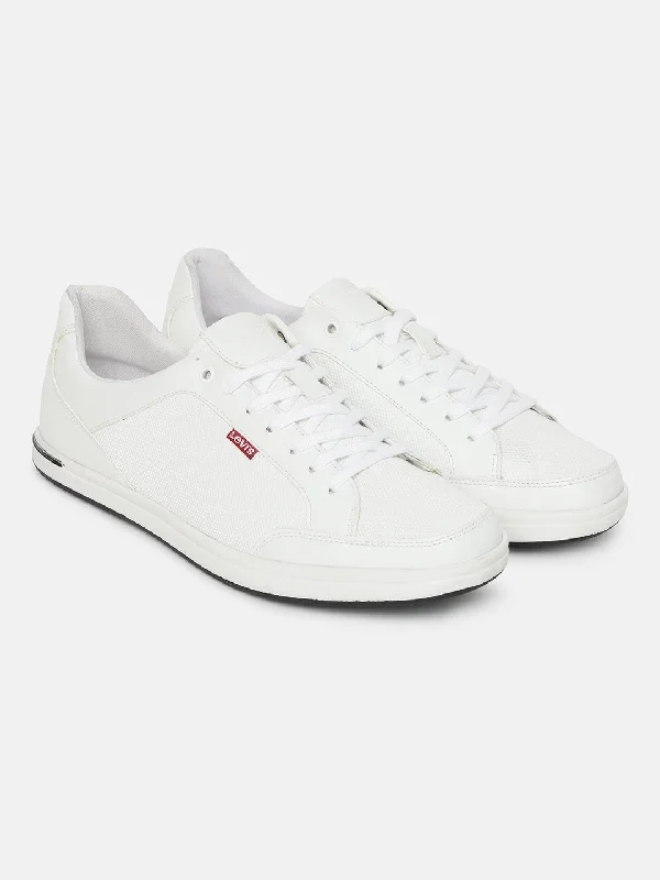 Men's casual shoes with a rubber toe cap for protectionMen's White Solid Shoes