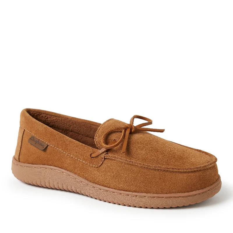 Men's slippers in a warm color like red or brownMen's Woodstock Genuine Suede Energy Return Moccasin Slippers