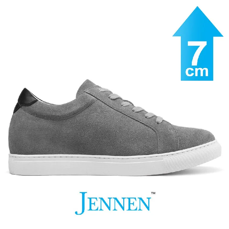 Men's casual shoes with a metallic trimMr. Banksy Grey 7cm | 2.8 inches Taller Suede Sneakers with Lifts for Men