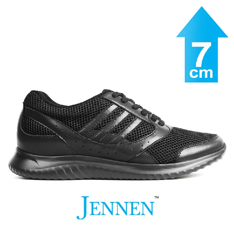 Leather men's casual shoes with a scuffed finishMr. Love 7cm | 2.8 inches Black Vegan Sports Shoes for Men