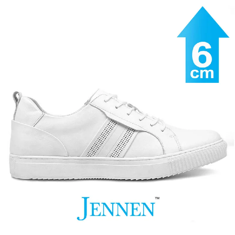 Men's casual shoes with a thick sole for added heightMr. Sacil Beta White 6cm | 2.4 inch Taller Men's Gym Style Shoes Height