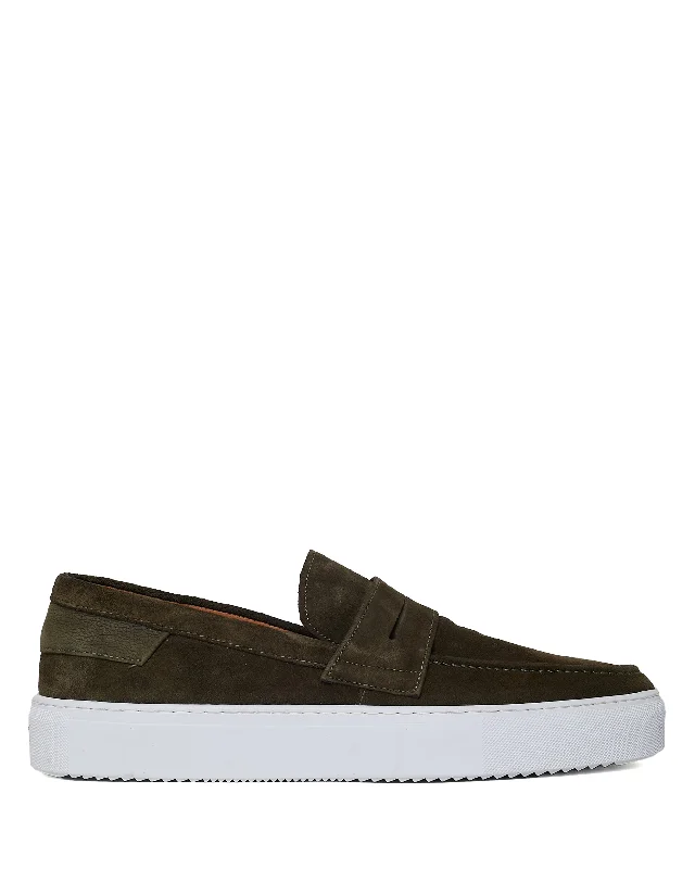 Men's loafers with a contrast stitching detailOllie Suede Khaki