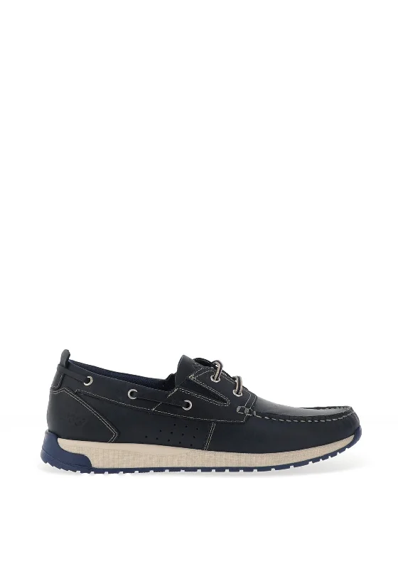 Men's casual shoes with a rubber toe cap for protectionPaul O Donnell by POD Riley Deck Shoes, Navy