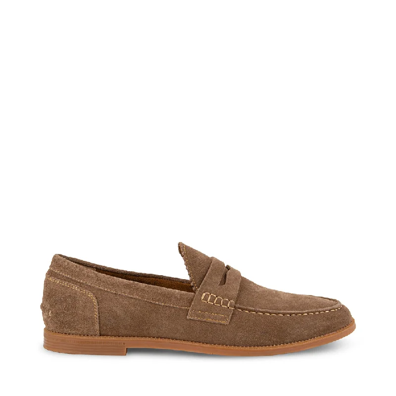 Men's leather loafers with a penny slotRAMSEE TAUPE SUEDE