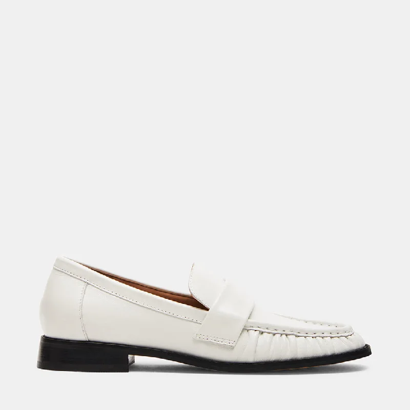 Men's loafers with a moc - toe designRIDLEY WHITE LEATHER