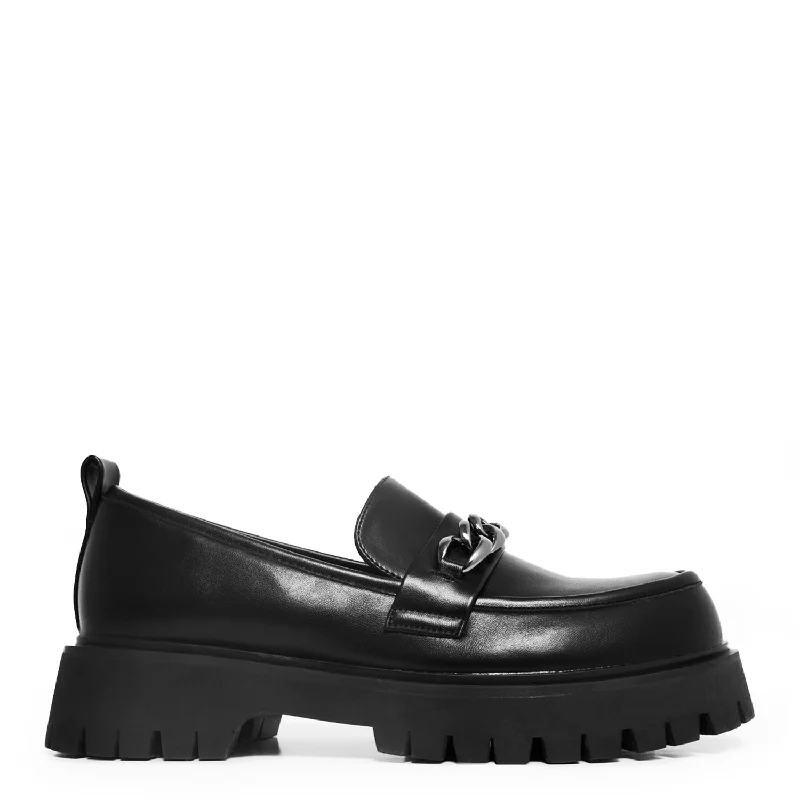 Men's loafers with a contrast stitching detailShenron Men's Chain Black Loafers