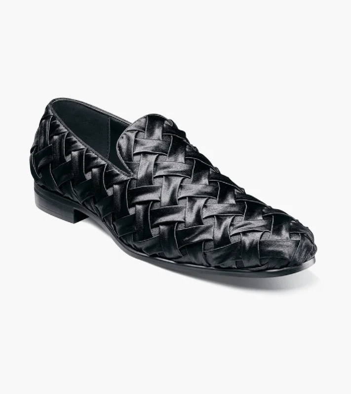Men's loafers with a smooth leather finishStacy Adams SAVOIR  Plain Toe Satin Slip On - Black
