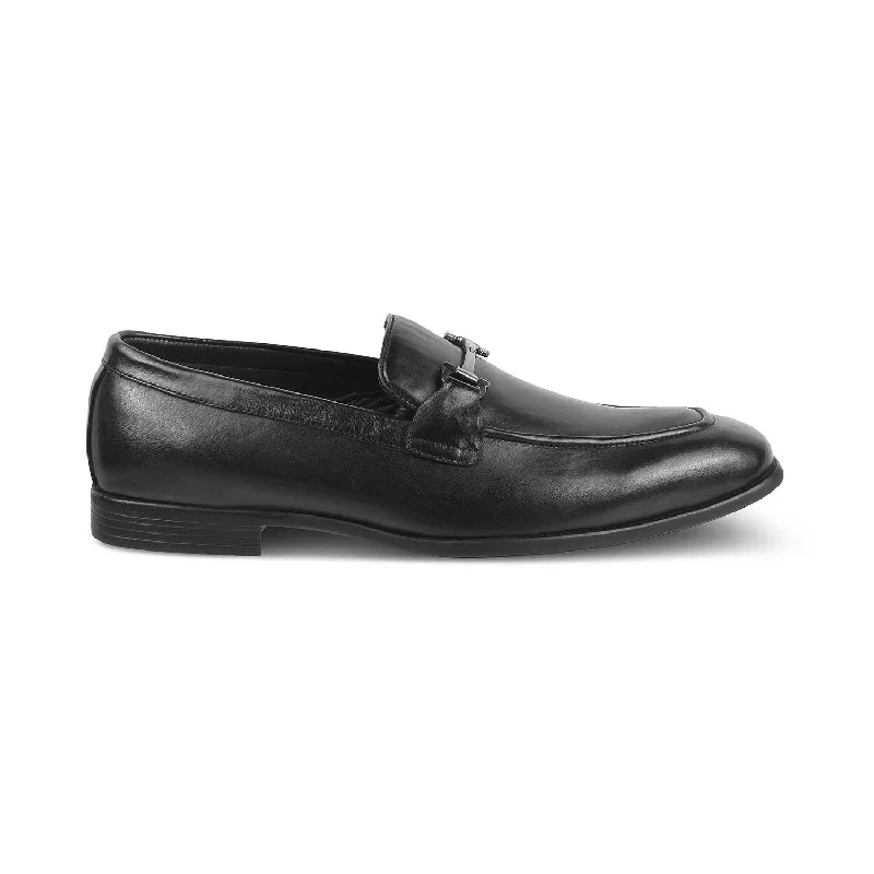 Men's loafers with a contrast stitching detailThe Yobaa Black Men's Leather Loafers Tresmode