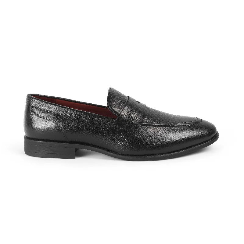 Men's loafers with a decorative buckleTresmode Aris Black Men's Leather Penny Loafers