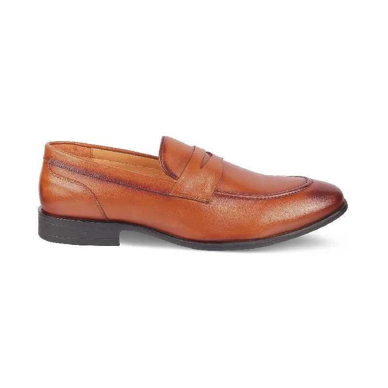 Men's loafers with a moc - toe designTresmode Dawson Tan Men's Leather Penny Loafers