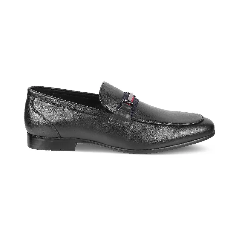 Men's leather loafers with a penny slotTresmode Merci Black Men's Leather Loafers