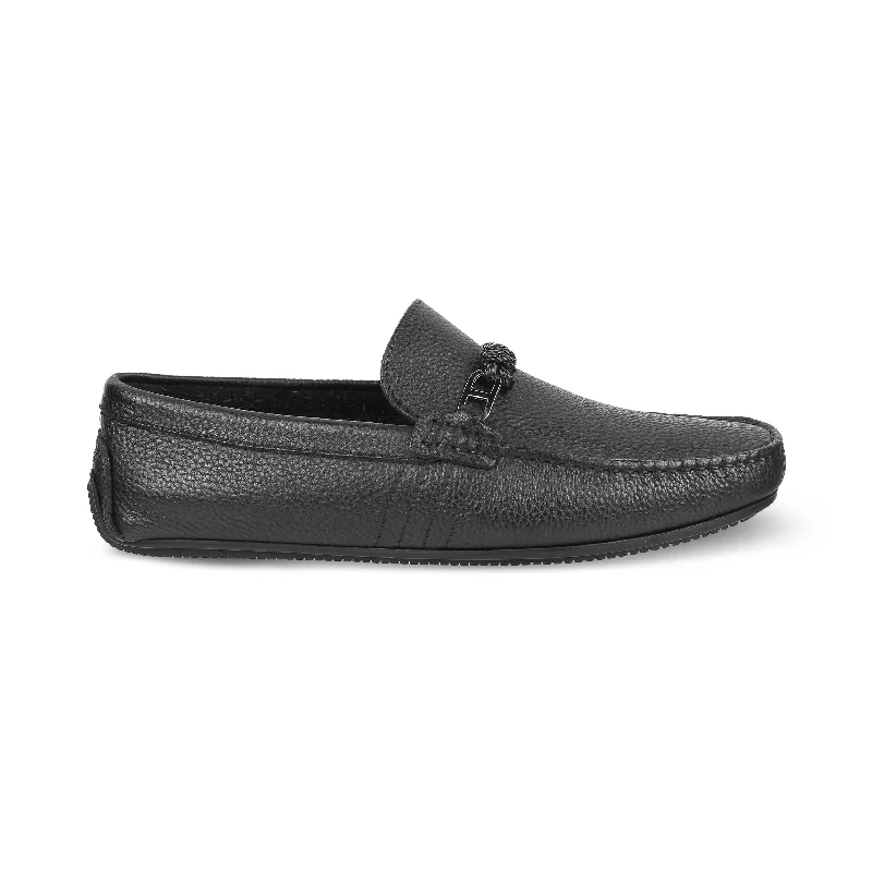 Men's loafers with a flexible sole for easy movementTresmode Monoc Black Men's Leather Driving Loafers