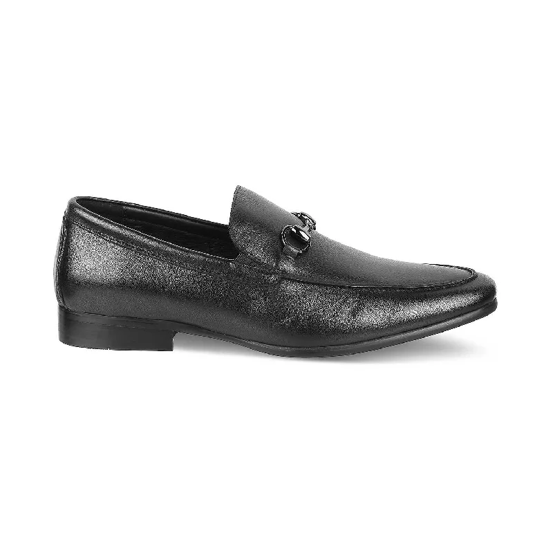 Men's loafers with a leather lacing systemTresmode Neslip Black Men's Leather Horse-bit Loafers