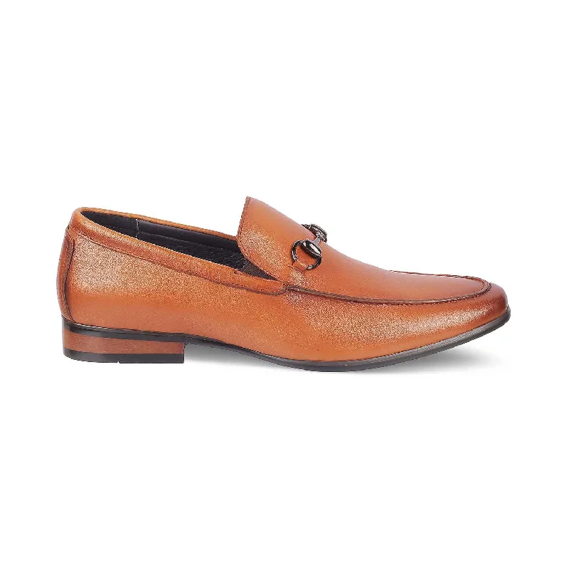 Men's loafers with a low - heeled designTresmode Neslip Brown Men's Leather Horse-bit Loafers
