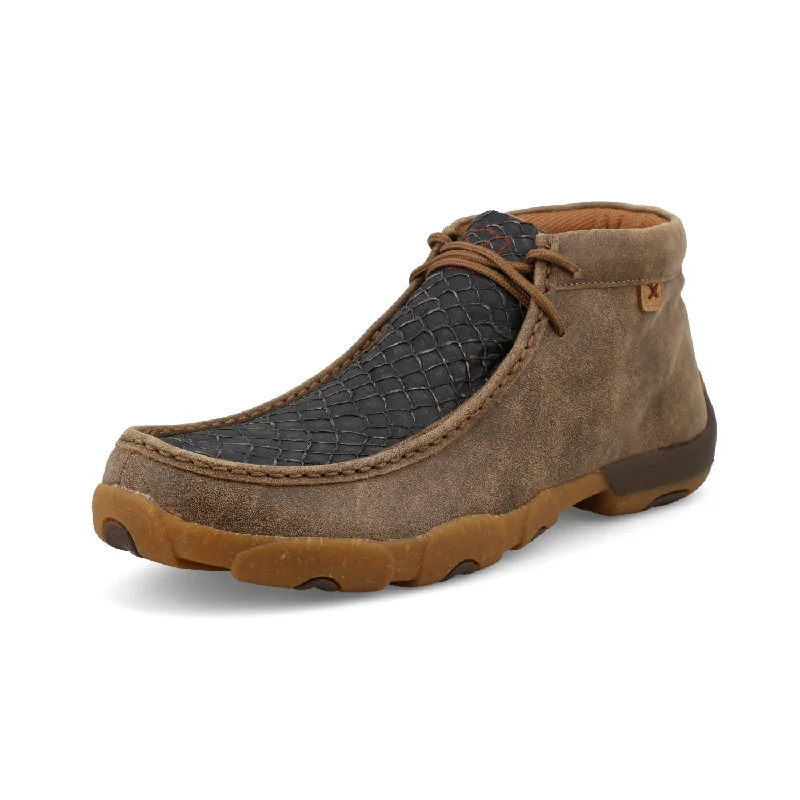 Men's casual shoes with a geometric patternTwisted X Men's Chukka Driving Moc in Black Sea Bass & Bomber