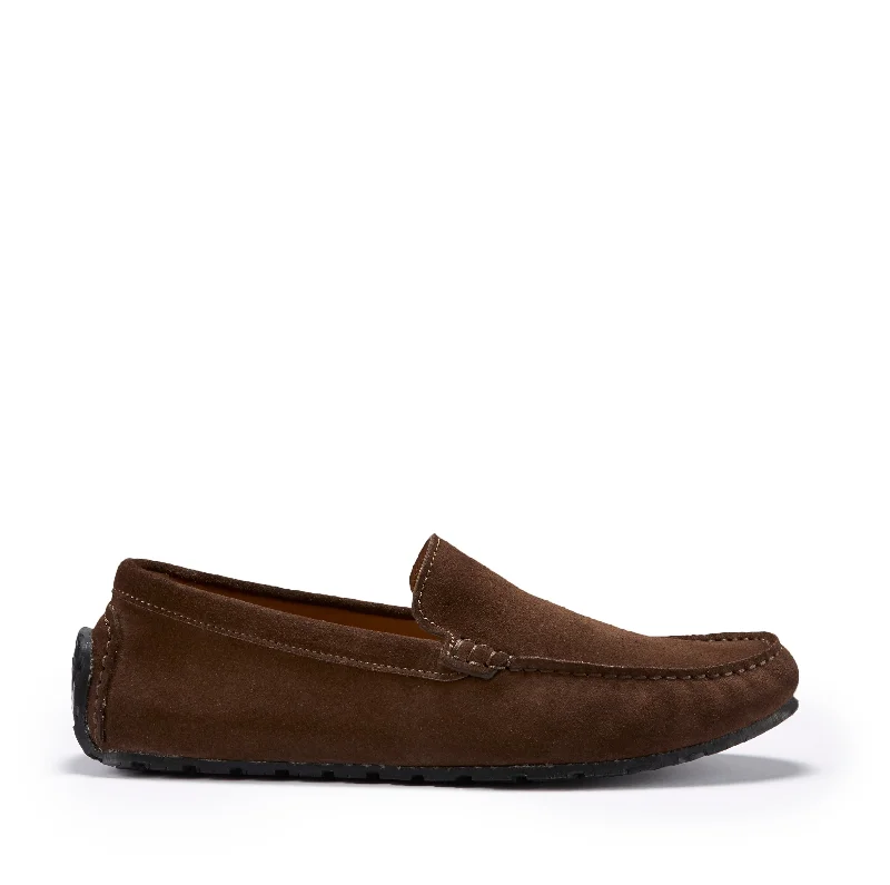 Men's loafers with a leather lacing systemTyre Sole Driving Loafers, brown suede