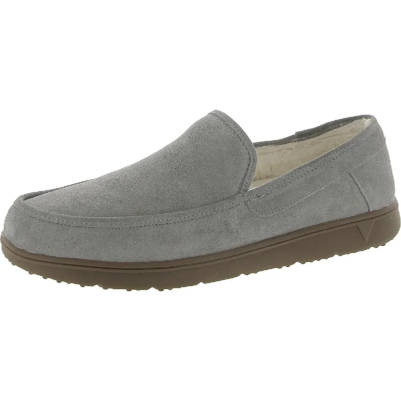 Men's slippers with a leather sole for a classic lookVionic Mens Gustavo Suede Faux Fur Lined Loafer Slippers