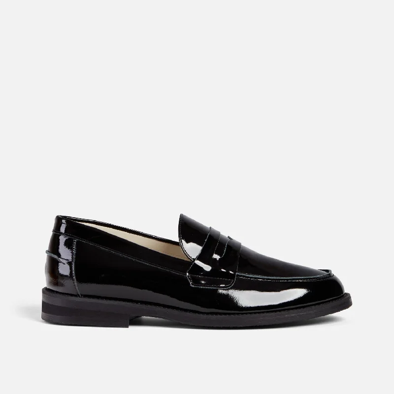 Men's loafers with a pointed toe for a stylish appearanceWilde Black Patent Penny Loafer - Men's