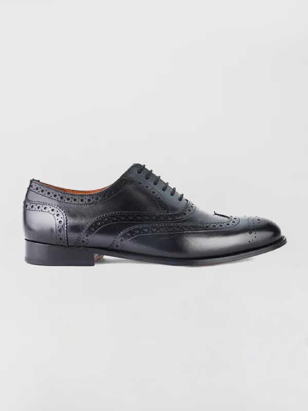 Men's Oxfords with a padded collar for a comfortable fitmen's leather perforated wingtip oxford- black