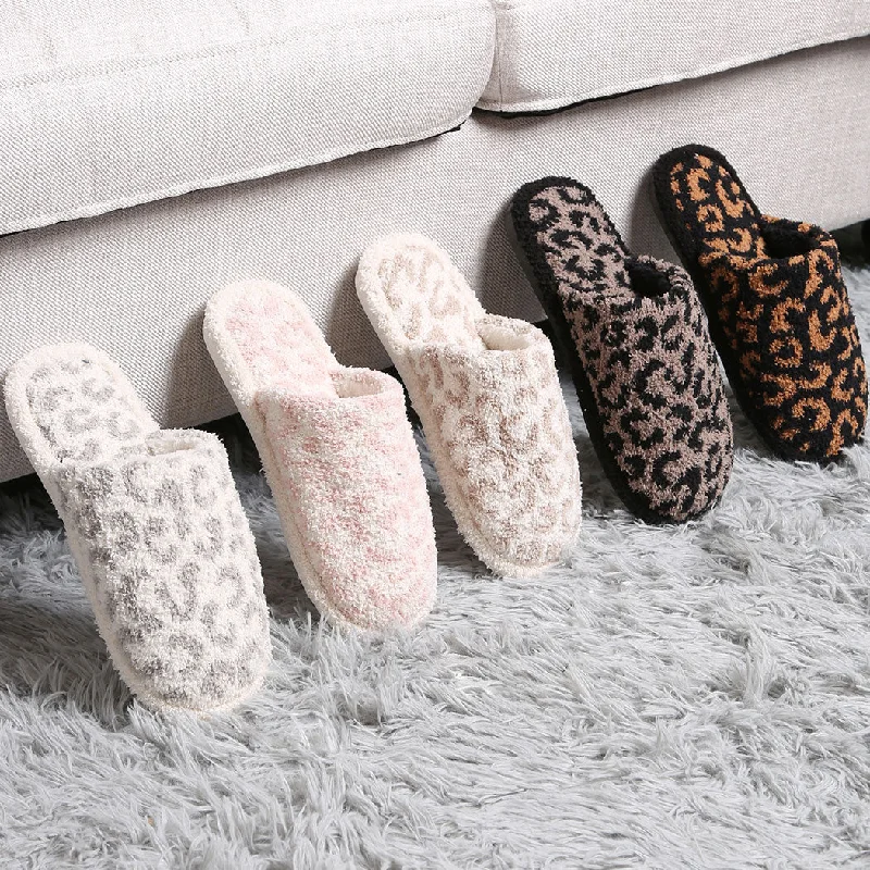 Men's slippers with a rubber sole for outdoor useWinter Luxury Soft Leopard Pattern Slipper Pack of 6 Pairs