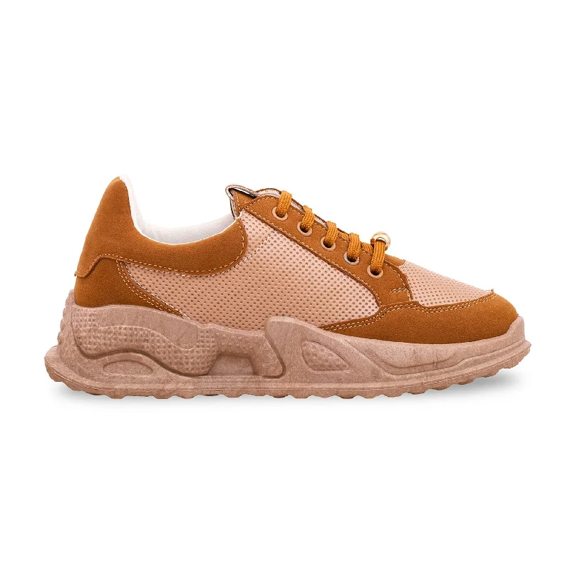 Men's sneakers with a padded collar and tongueBeige Casual Sneaker AT7202