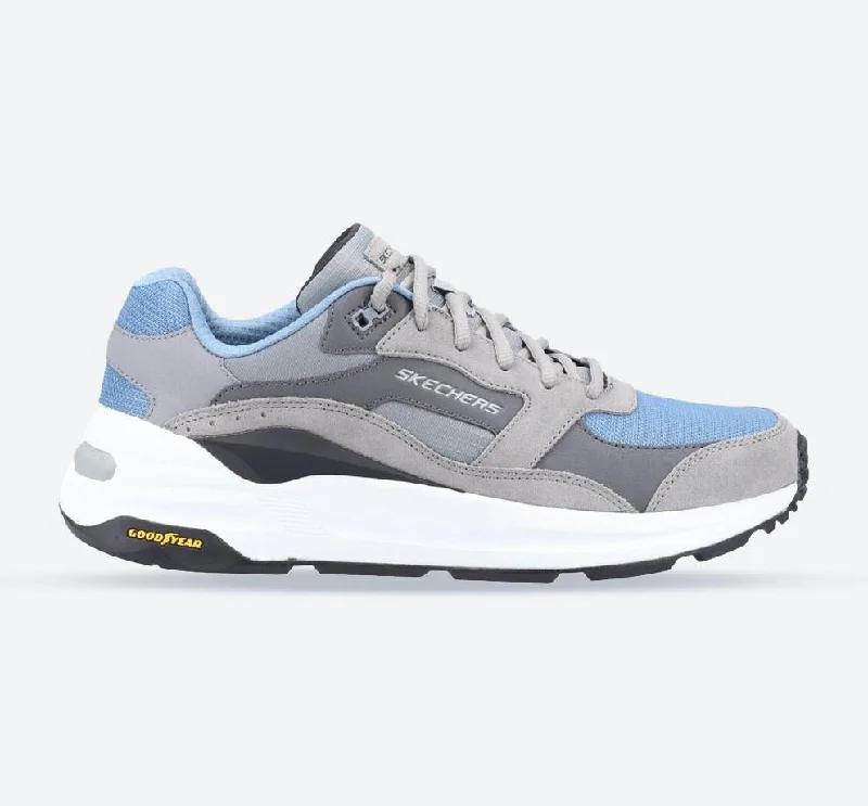 Men's sneakers with a cushioned midsole for comfortMen's Wide Fit Skechers 237200 Global Jogger Sneakers - Grey/Blue