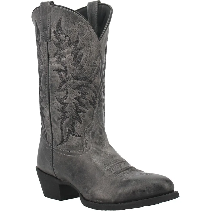 Western - style men's cowboy boots with intricate stitchingLaredo Men's Harding Grey Leather Cowboy Boots 68457