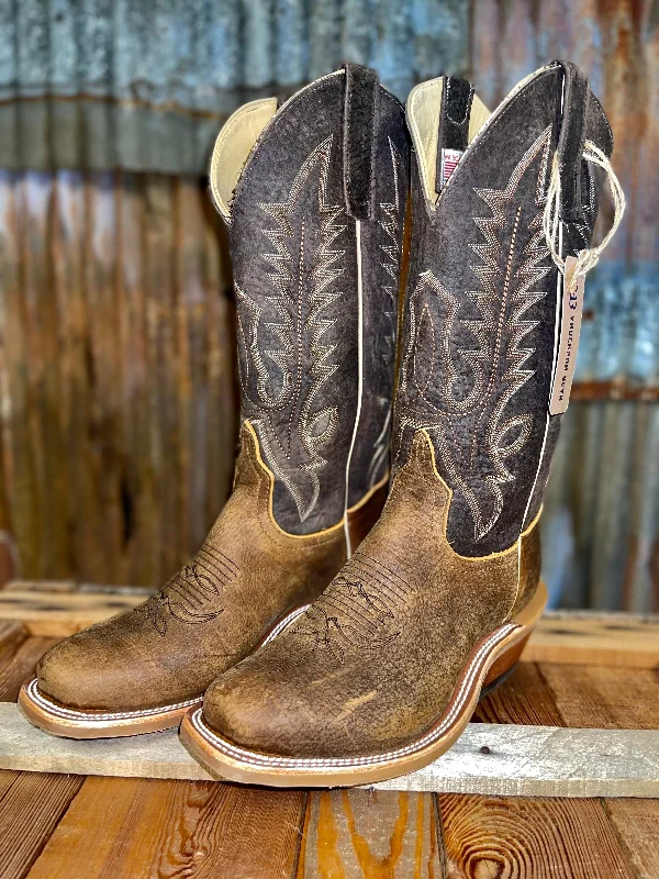 Men's cowboy boots with a suede shaftAnderson Bean Natural Brahma Bison