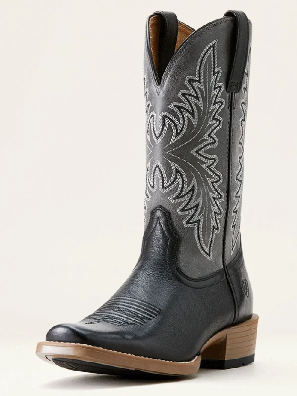 Men's cowboy boots with a tooled leather designAriat 10053695 Mens Renegade Cowboy Boot Titanium Black Night