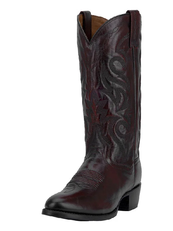 Men's cowboy boots with a scalloped edgeDan Post DP2112R Mens Milwaukee R-Toe Western Boot Black Cherry