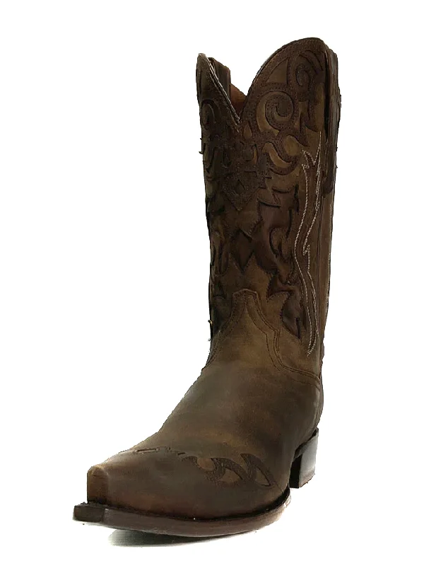 Men's cowboy boots with a rubber sole for tractionDan Post DP3179 Mens Denton Leather Boot All Over Tan - D
