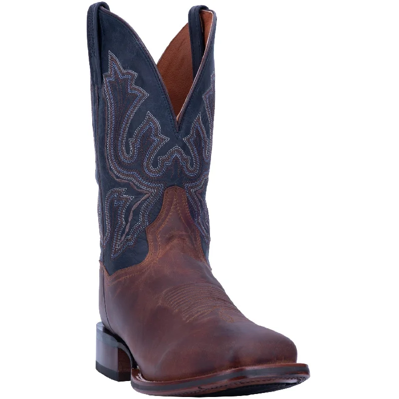 Men's cowboy boots with a heel guardDan Post Mens Dark Brown Cowboy Boots Leather Square Toe