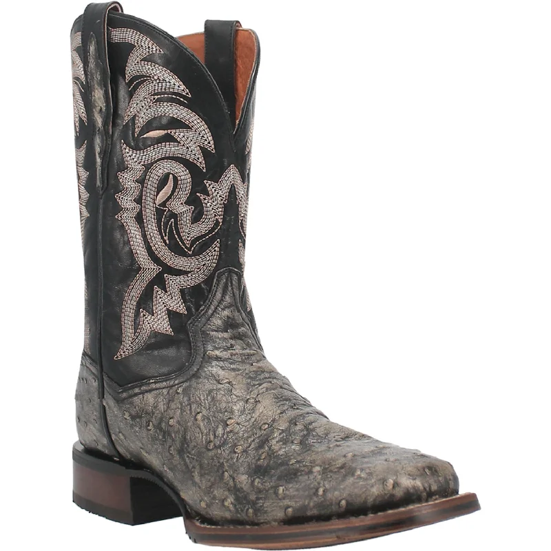 Men's cowboy boots with a distressed leather finishDan Post Mens Dillinger Black Full Quill Ostrich Cowboy Boots