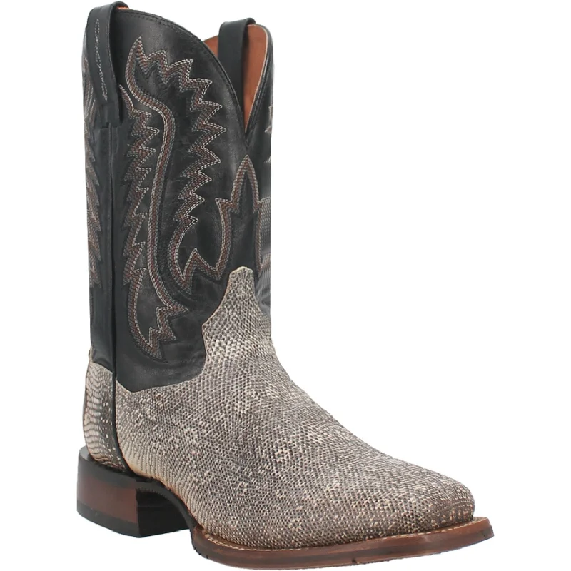 Men's cowboy boots with a concho belt detailDan Post Mens Elgin Natural/Black Lizard Cowboy Boots