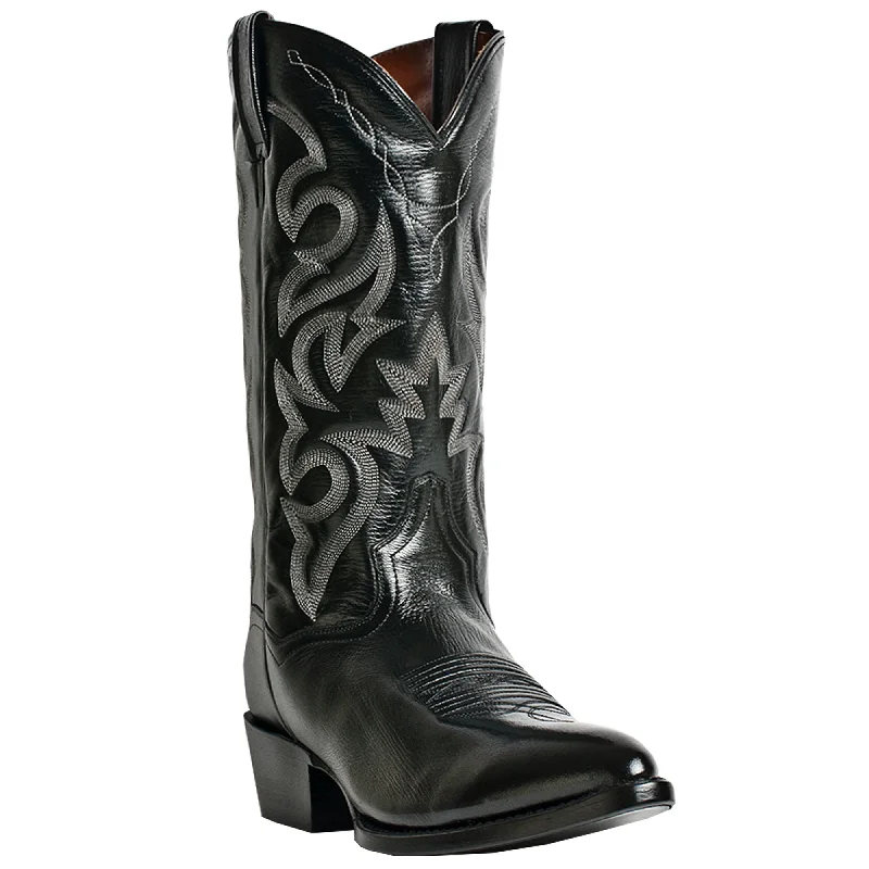 Men's cowboy boots with a silver - toned buckleDan Post Mens Milwaukee Cowboy Boots Leather Black
