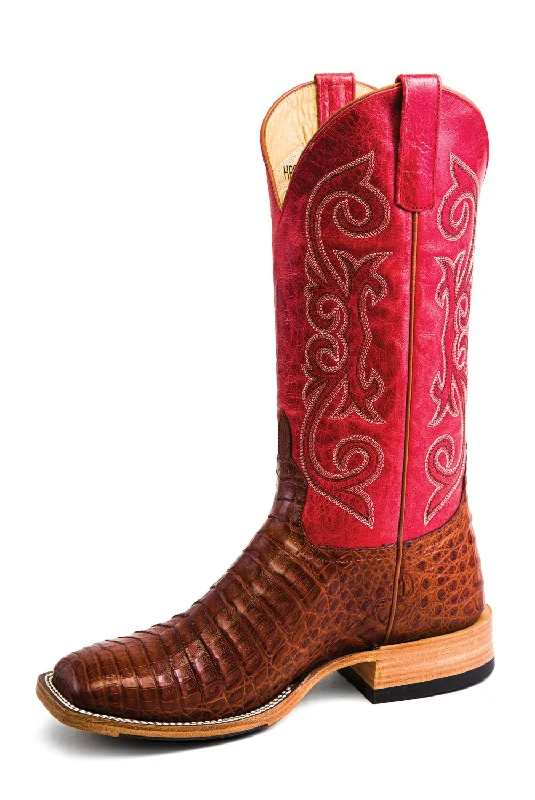 Men's cowboy boots with a pull - on strapHorse Power by Anderson Bean Mens Brandy Caiman Top Hand Cowboy Boots
