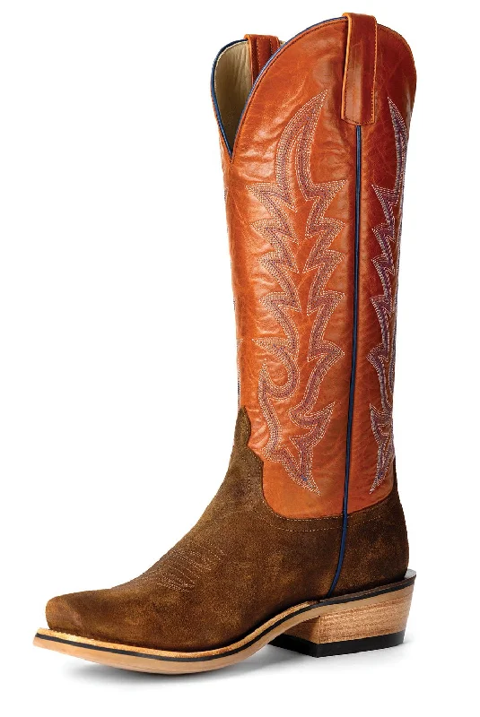 Men's cowboy boots with a concho belt detailHorse Power Mens Snuff Commander Tangerine Leather Cowboy Boots