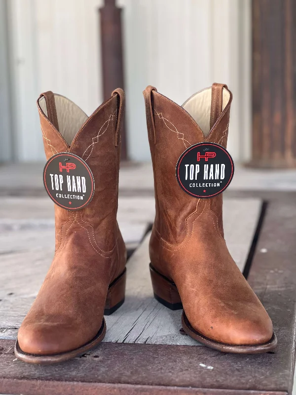 Western - style men's cowboy boots with intricate stitchingHorse Power Top Hand  | Honey Crazy Horse Boot